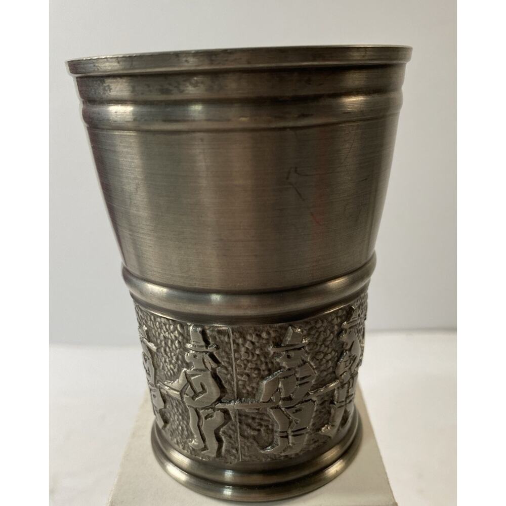 Vintage German ZINN 95% Pewter Goblet Embossed 3 Scenes W. Germany